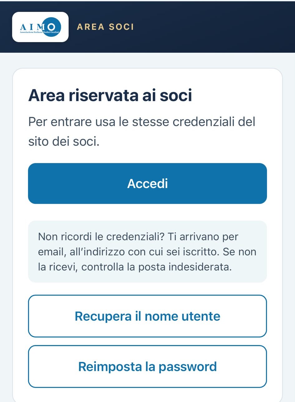 La schermata di accesso della Web App