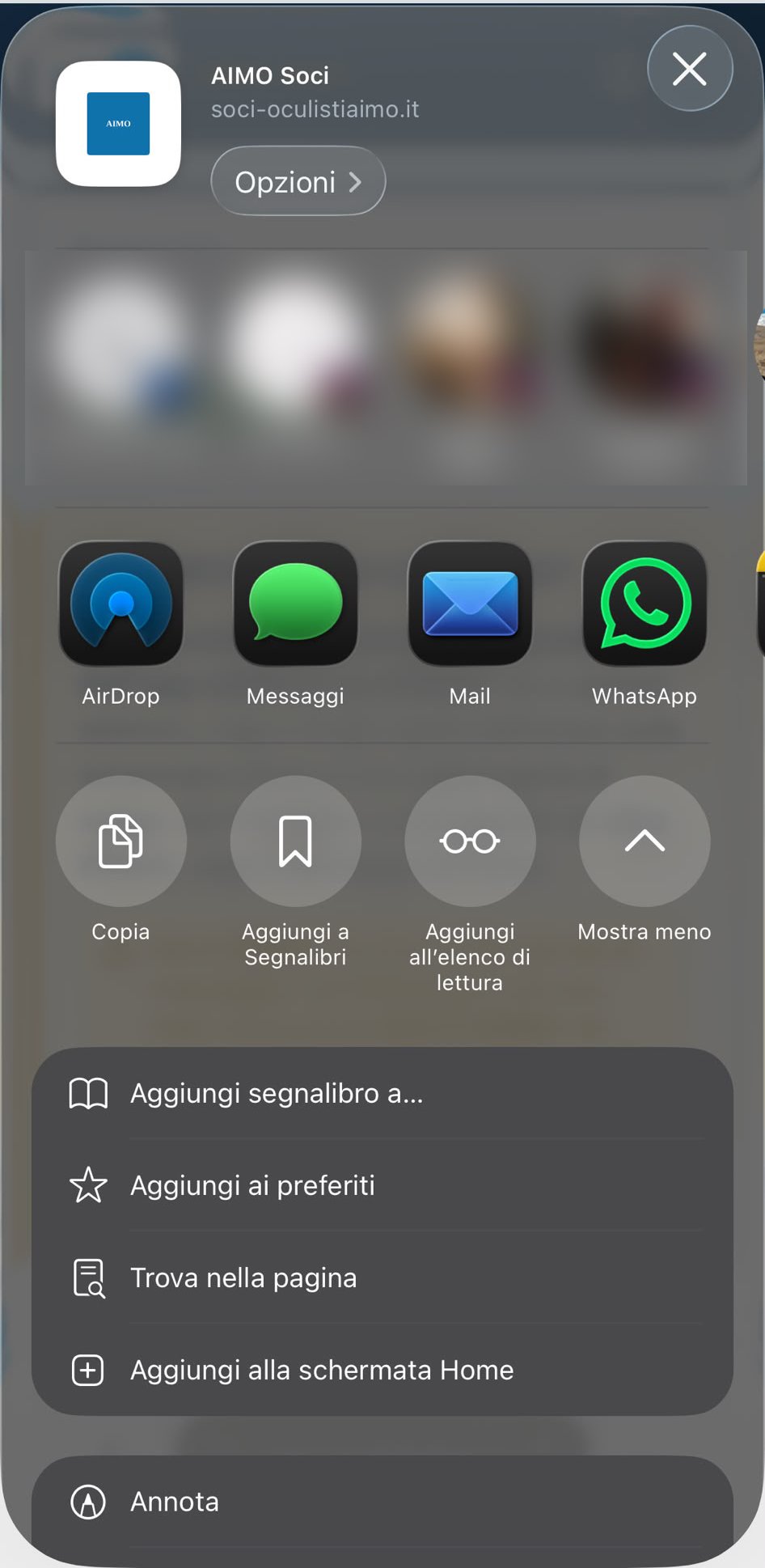 iPhone: la voce Aggiungi alla schermata Home